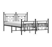 (black, 135 x 190 cm/with headboard & footboard) vidaXL Metal Bed Frame Home Bedroom Bed Base Mattress Foundation Bedstead