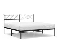 (black, 135 x 190 cm/with headboard) vidaXL Metal Bed Frame Bedroom Platform Bed Base Bedstead Mattress Foundation