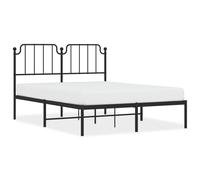(black, 135 x 190 cm/with headboard) vidaXL Metal Bed Frame Home Bedroom Bed Base Mattress Foundation Bedstead