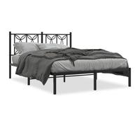 vidaXL Metal Bed Frame without Mattress with Headboard Black 135x190cm