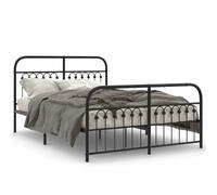 (black, 137 x 190 cm/ with headboard & footboard) vidaXL Metal Bed Frame with Headboard and Footboard Bed Base White 183x203 cm