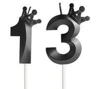 Black 13th Birthday Candles,Crown Number 13 Candle,31st Birthday Candle for Cake Decorations,Happy Birthday Candle Cake Topper Decor for Girls Boy Men Women Anniversary Birthday Party Supply