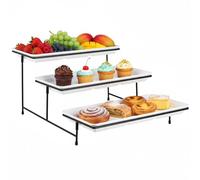 Black 14 In 3-Tier Serving Tray Set, Metal Stand With 3 Serving Platters, For Appetizers, Desserts, Parties And Buffets
