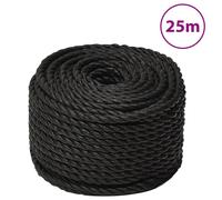 vidaXL Durable, Black Polypropylene Work Rope - 14mm Diameter, 25m Length - Ideal for Indoor & Outdoor Use - User-friendly & Versatile
