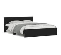 (black, 140 x 190 cm) vidaXL Bed Frame with Headboard Bedroom Bed Base Mattress Foundation Bedstead