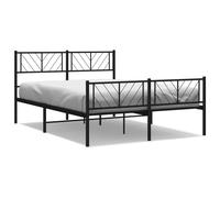 (black, 140 x 190 cm/with headboard & footboard) vidaXL Metal Bed Frame Bedroom Platform Bed Base Bedstead Mattress Foundation