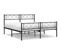 vidaXL Metal Bed Frame without Mattress with Footboard Black 140x190cm