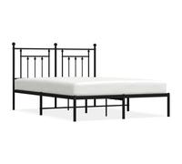 (black, 140 x 190 cm/with headboard) vidaXL Metal Bed Frame Bedroom Bed Base Bedstead Metal Matress Foundation