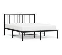 vidaXL Metal Bed Frame with Headboard Black 140x190 cm UK NEW