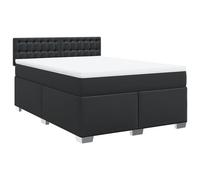vidaXL Box Spring Bed with Mattress Black 140x200 cm Faux Leather (3286124), Black