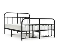 Metal Bed Frame with Headboard and Footboard Black 140x200 cm
