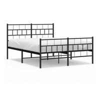 Metal Bed Frame with Headboard and Footboard Base Black 140x200 cm vidaXL
