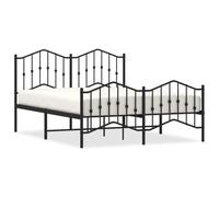 (black, 140 x 200 cm/with headboard & footboard) vidaXL Metal Bed Frame Home Bedroom Bed Base Mattress Foundation Bedstead