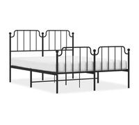 (black, 140 x 200 cm/with headboard & footboard) vidaXL Metal Bed Frame Home Bedroom Bed Base Mattress Foundation Bedstead