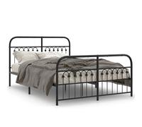 (black, 140 x 200 cm/ with headboard & footboard) vidaXL Metal Bed Frame with Headboard and Footboard Bed Base White 183x203 cm
