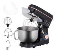 Black 1400W Stand Mixer, 5L Stainless Steel Bowl, 6 Speed Settings, Tilt-Head