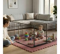 Safetots Play Den 144cm x 144cm, Black, 70cm High, with Soft Foam Play Mat, Warm Rose, 150cm x 150cm, Black