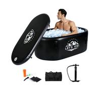 Black 146-Gallon Oval Ice Bath Tub with Cover - Foldable Portable Cold Plunge Tub for Athletes & Adults, Indoor & Outdoor Recovery Therapy