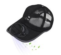 Black 14x12 Cm Polyester Fiber Solar Fan Hat Hat with Solar Powered Fan Mens Baseball Cap with Solar Fans Breathable UV Protection Beach Hats for Camping, Cycling, Running