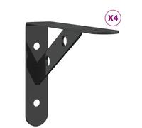 (black, 15 x 2.5 x 11.5 cm) vidaXL Shelf Brackets Wall Mounted Shelf Support 4 pcs Silver Stainless Steel