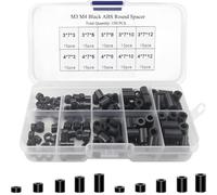 Black, 150 PCS ABS Insulated Column Spacer Set, Plastic Sleeve and Cushion, Non-Threaded Plastic Standoff for M3/M4 Screws, for 3D Printers, TV Mounts