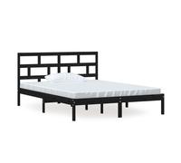 (black, 150 x 200 cm) vidaXL Bed Frame Bed Base Bedstead Bedroom Mattress Foundation Solid Wood Pine