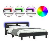 (black, 150 x 200 cm) vidaXL Bed Frame with Headboard and LED Bed Base Bedstead Matress Foundation