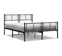 (black, 150 x 200 cm/with headboard & footboard) vidaXL Metal Bed Frame Bedroom Platform Bed Base Bedstead Mattress Foundation