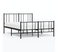 (black, 150 x 200 cm/with headboard & footboard) vidaXL Metal Bed Frame with Headboard Bed Base Mattress Foundation Bedstead
