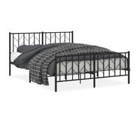 vidaXL Metal Bed Frame without Mattress with Footboard Black 150x200cm, Black