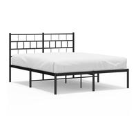Metal Bed Frame without Mattress with Headboard Black 150x200cm