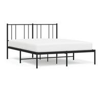 (black, 150 x 200 cm/with headboard) vidaXL Metal Bed Frame with Headboard Bed Base Mattress Foundation Bedstead
