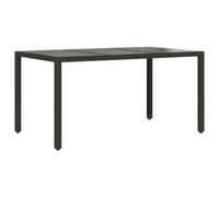 (black, 150 x 90 x 75 cm) vidaXL Garden Table with Wooden Top Coffee Table Outdoor End Table Poly Rattan