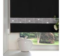(Black, 150x165cm) Luxury Living Diamante Roller Blind Trimmable Polyester Roller Blind