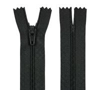 Black 16 Inch 40.6 cm Nylon Dressmaking Zip, Closed End, Size No #3, Auto Lock Pull, Standard Sewing & Craft Zipper - Perfect for Clothes, Bags, Cushions, Pockets & More - Giddy Square