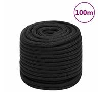 vidaXL Boat Rope Full Black 16 mm 100 m Polypropylene