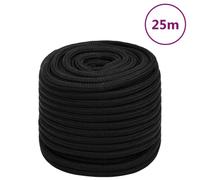 (black, 16 mm/ 25 m) vidaXL Braided Boat Rope Polyester Sturdy Yacht Cable Black/White Multi Sizes
