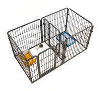 Black,160 * 80 * 100cm,Dog Playpen,7-Piece Door Heavy Duty Metal Pet Playpen,Anti-Climbing & Bite-Proof Puppy Kennel, DIY Adjustable Indoor/Outdoor Playpen for Small to Medium Dogs