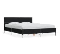 (black, 160 x 200 cm) vidaXL Bed Frame Home Bed Base Smoked Oak 140x190 cm Engineered Wood and Metal