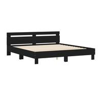 (black, 160 x 200 cm) vidaXL Bed Frame with Headboard Bed Base Mattress Foundation Engineered Wood