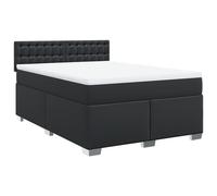 vidaXL Box Spring Bed with Mattress Black 160x200 cm Faux Leather (3286128), Black