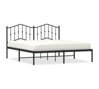 (black, 160 x 200 cm/with headboard) vidaXL Metal Bed Frame Home Bedroom Bed Base Mattress Foundation Bedstead