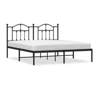 (black, 160 x 200/with headboard) vidaXL Metal Bed Frame Bedroom Platform Bed Base Bedstead Mattress Foundation