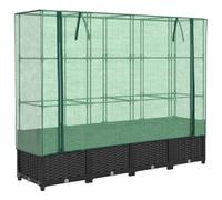 (black, 160 x 40 x 138 cm) vidaXL Raised Bed with Greenhouse Cover Plant Box Garden Planter Rattan Look