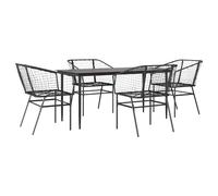 vidaXL 5 Piece Garden Dining Set Black Poly Rattan Glass, Black
