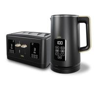 Black 1600W 4 Slice Toaster, 1.7L 3000W Digital Kettle | Toaster with Detachable Crumb Tray, Digital Control Panel with Countdown Timer, BPA-Free Auto Shut-off Electric Temperature Control Kettle
