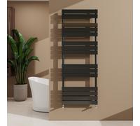 (Black, 1600x600mm) Heated Towel Rail Flat Central Heating Radiator