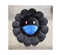 (Black) 16in Takashi Murakami Rainbow Flower Pillow Plush Colorful Stuffed Gift