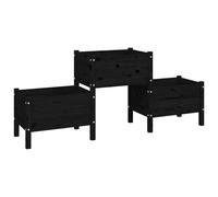 vidaXL Planter Black 178.5x44x75 cm Solid Wood Pine UK HOT