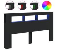 vidaXL LED Headboard Black 180x18.5x103.5 cm Engineered Wood (837359), Black